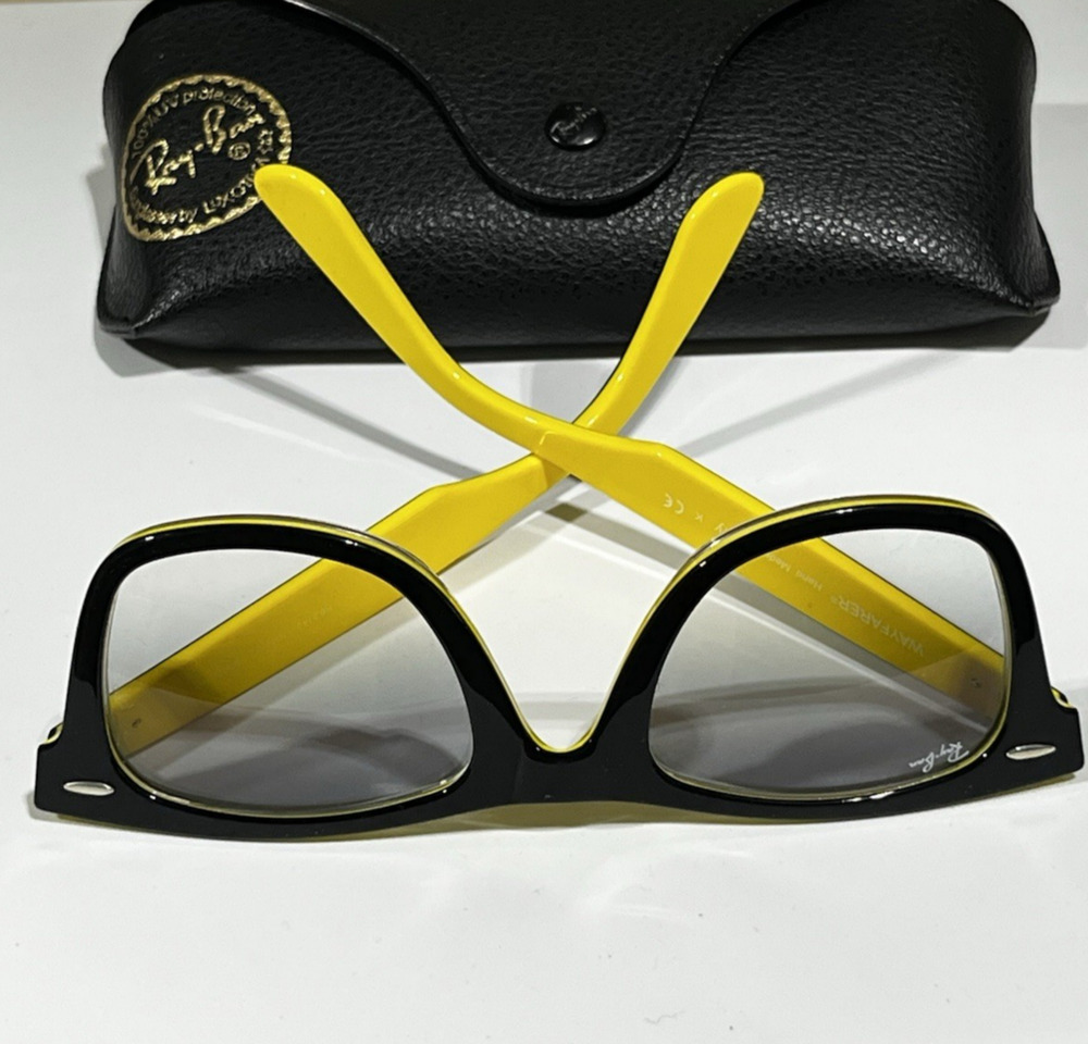 Ray-Ban Classic Wayfarer Yellow Black Frame Mens Sunglasses RB2140 50 22 Italy